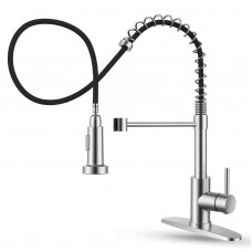 Kitchen Faucet with Pull Down Sprayer Stainless Steel Single Handle Pull Out Spring Sink Faucets